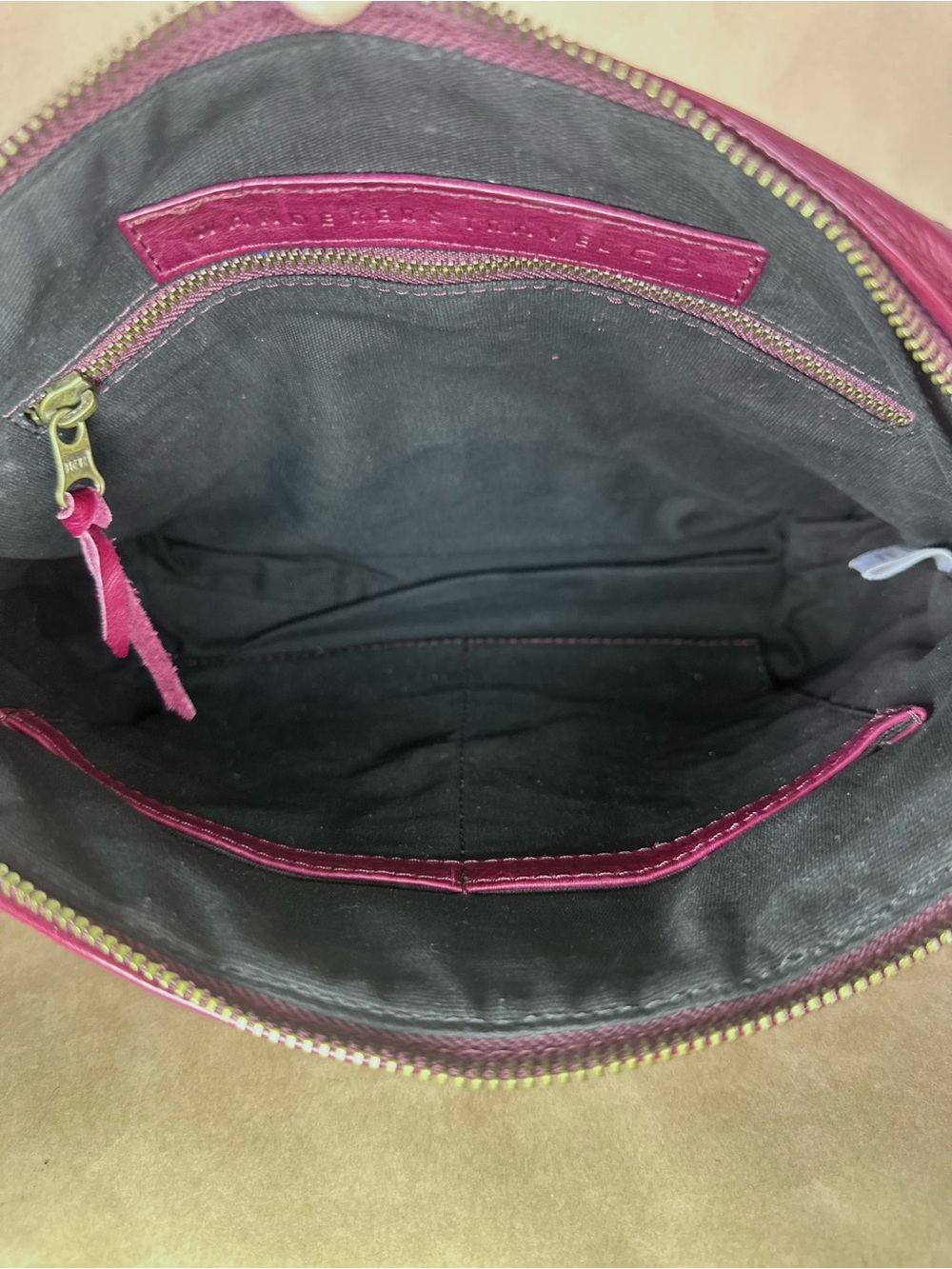 Wanderers Travel Co. Magenta Purple Leather Crossbody / Wristlet Clutch Bag - Picture 4 of 6